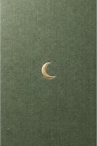 quiet hours — sage green cloth cover with a gold crescent moon